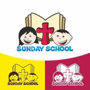 Logo Pazar Okulu. Hıristiyan sembolleri. İsa Kilisesi.