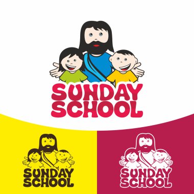 Logo Pazar Okulu. Hıristiyan sembolleri. İsa Kilisesi.