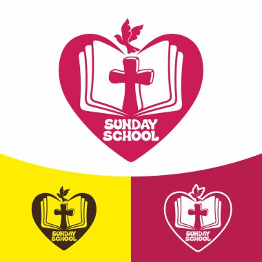 Logo Pazar Okulu. Hıristiyan sembolleri. İsa Kilisesi.
