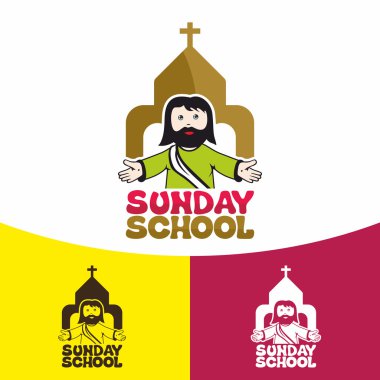 Logo Pazar Okulu. Hıristiyan sembolleri. İsa Kilisesi.