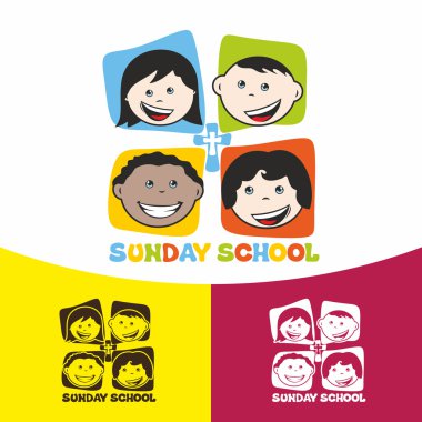 Logo Pazar Okulu. Hıristiyan sembolleri. İsa Kilisesi.