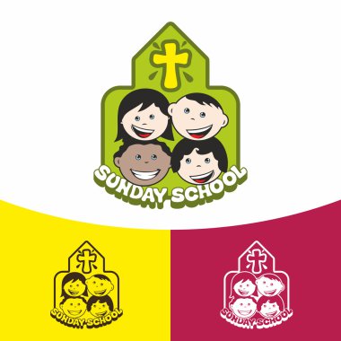 Logo Pazar Okulu. Hıristiyan sembolleri. İsa Kilisesi.