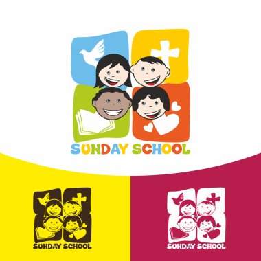 Logo Pazar Okulu. Hıristiyan sembolleri. İsa Kilisesi.