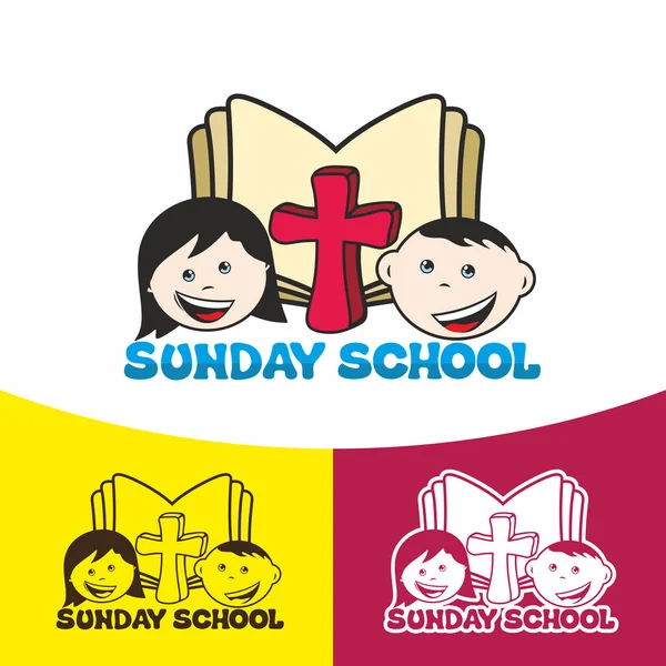 Logo Sunday school. Simboluri creştine. Biserica lui Isus Hristos . — Vector de stoc