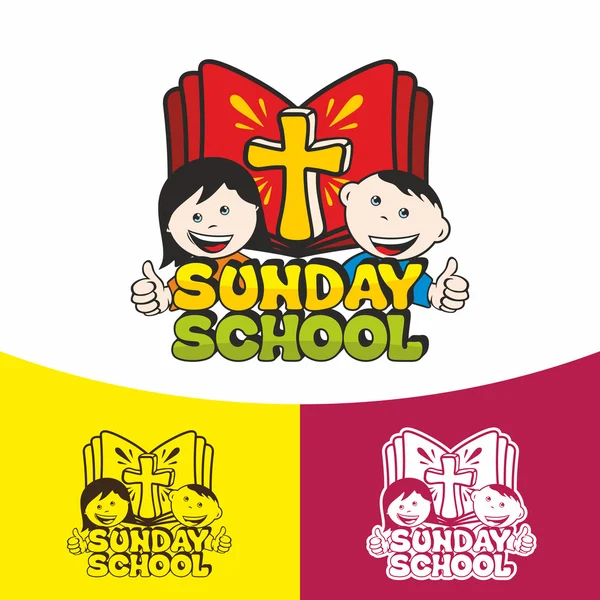 Logo Sonntagsschule. Christliche Symbole. die Kirche Jesus Christi. — Stockvektor