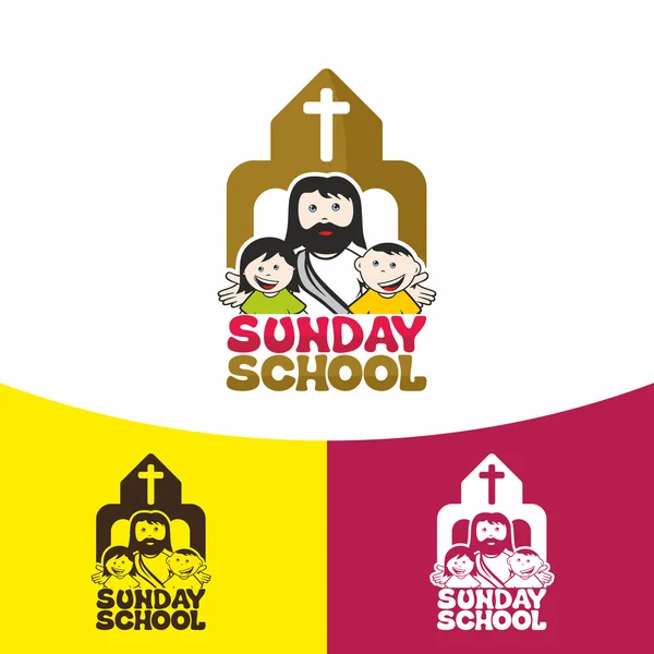Logotyp söndagsskolan. Kristna symboler. Jesu Kristi kyrka. — Stock vektor