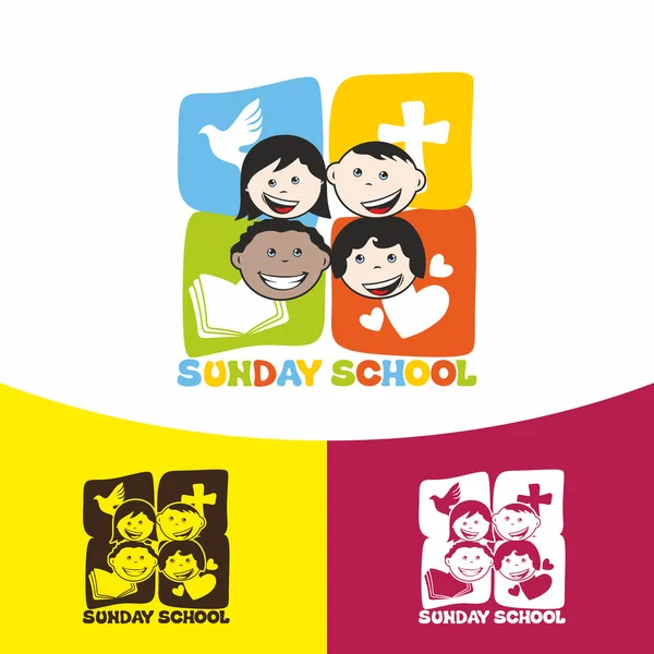 Logo Sunday school. Simboluri creştine. Biserica lui Isus Hristos . — Vector de stoc