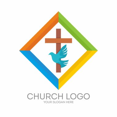 Kilise logosunu görmeniz gerekir. Hıristiyan sembolleri. İsa, kutsal ruh - güvercin çapraz.