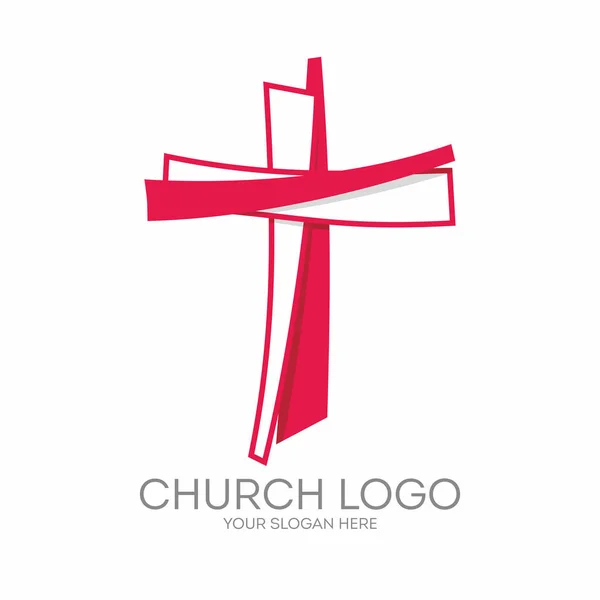 Logotipo da igreja. Símbolos cristãos. A cruz de Jesus . —  Vetores de Stock