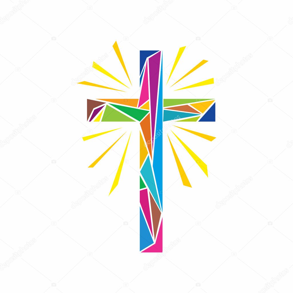 Logo der Kirche. Christliche Symbole. Das Kreuz Jesu Christi besteht