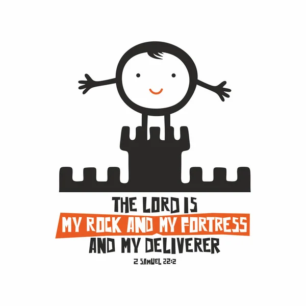 Βιβλική απεικόνιση. Ο κύριος είναι πέτρα μου και φρούριο μου και ελευθερωτής μου — Διανυσματικό Αρχείο