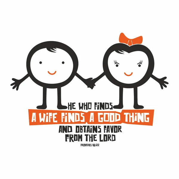 Illustration biblique. Celui qui trouve une femme trouve une bonne chose et obtient la faveur de l'Éternel . — Image vectorielle