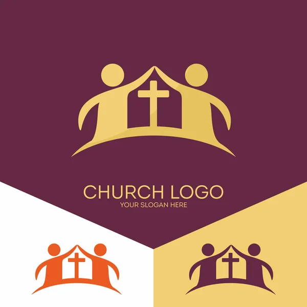 Church logo. Christian symbols. The Church of Jesus Christ - is saved and the faithful people of God. — Stock Vector