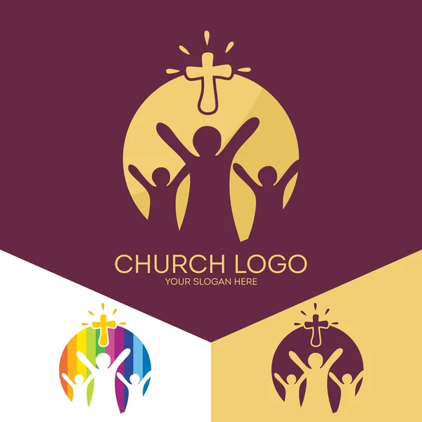 Church logo. Christian symbols. Church of God, faithful to the Lord Jesus Christ. — Stock Vector