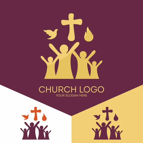 Kirchenlogo. Christliche Symbole. Kirche Gottes, getreu dem Herrn Jesus Christus. — Stockvektor