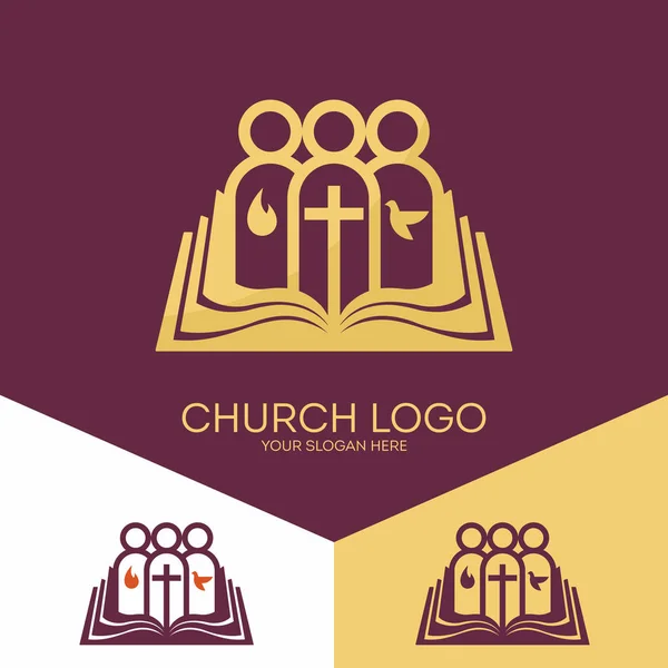 Church logo. Christian symbols. The cross of Jesus Christ and the globe the symbol of peace