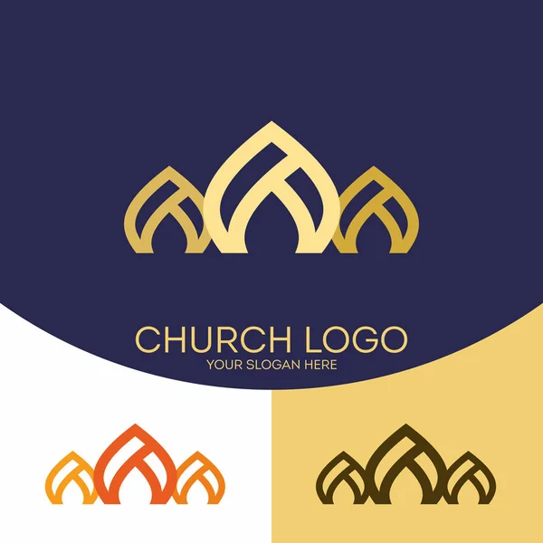 교회 로고입니다. 기독교 기호입니다. 교회의 3 개의 돔. — 스톡 벡터
