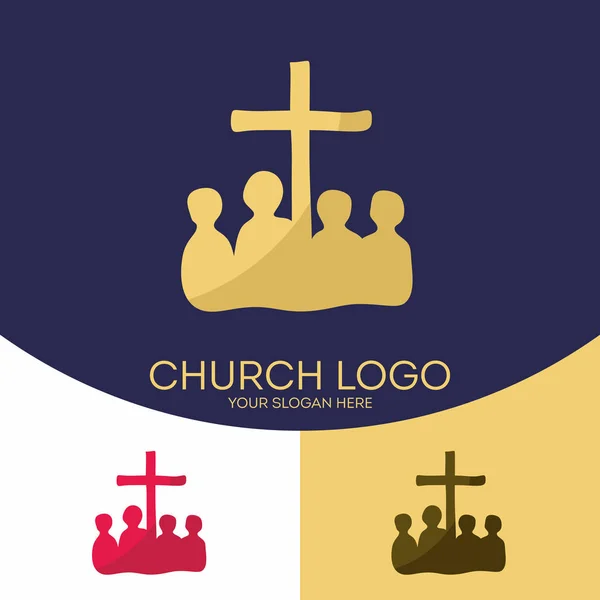 Logo de la iglesia. Símbolos cristianos. Ekklesia Señor Jesucristo — Vector de stock