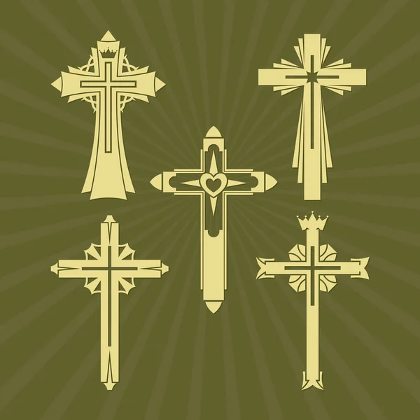 Eine Reihe christlicher Kreuze. — Stockvektor