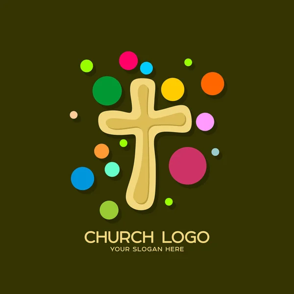 Kyrkan-logotypen. Kristna symboler. Kors av Herren och Frälsaren Jesus Kristus. — Stock vektor
