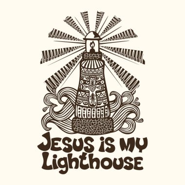 Yazı, doodle sanat, tipografi Christian. İsa'nın benim deniz feneri olduğunu.