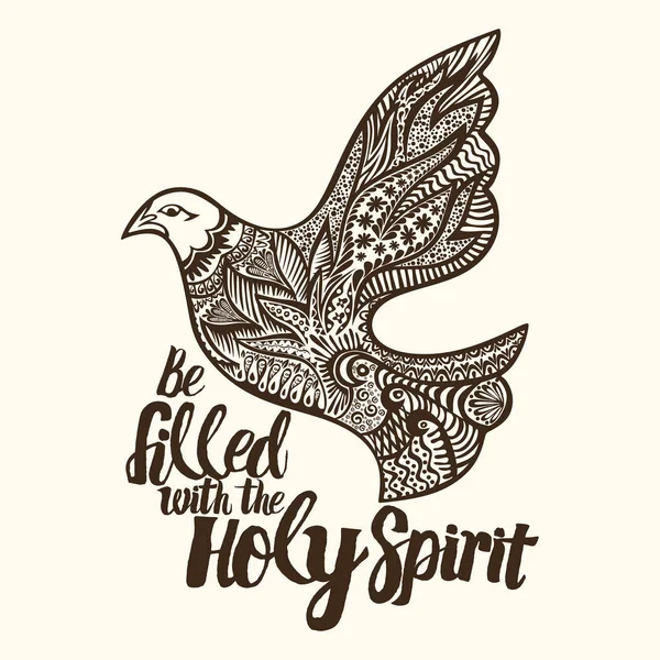 Christian lettering, doodle art, typography. Be filled with the Holy Spirit. — Stock Vector