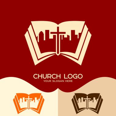 Kilise logosunu görmeniz gerekir. Cristian sembolleri. İsa Kilisesi şehrin ortasında