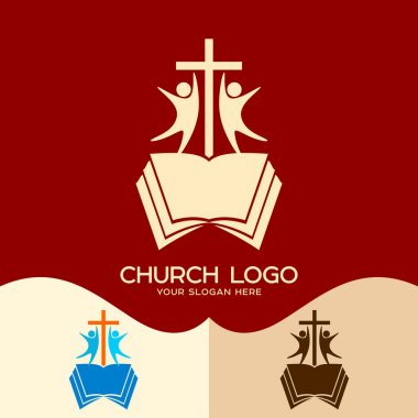 Kilise logosunu görmeniz gerekir. Cristian sembolleri. Tanrım, açık İncil ve insanlar arası