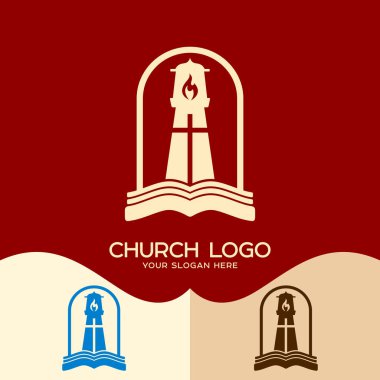 Kilise logosunu görmeniz gerekir. Cristian sembolleri. Tanrı'nın deniz feneri ve İncil