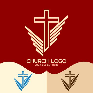 Kilise logosunu görmeniz gerekir. Cristian sembolleri. İsa ve sembolik kanatları çapraz