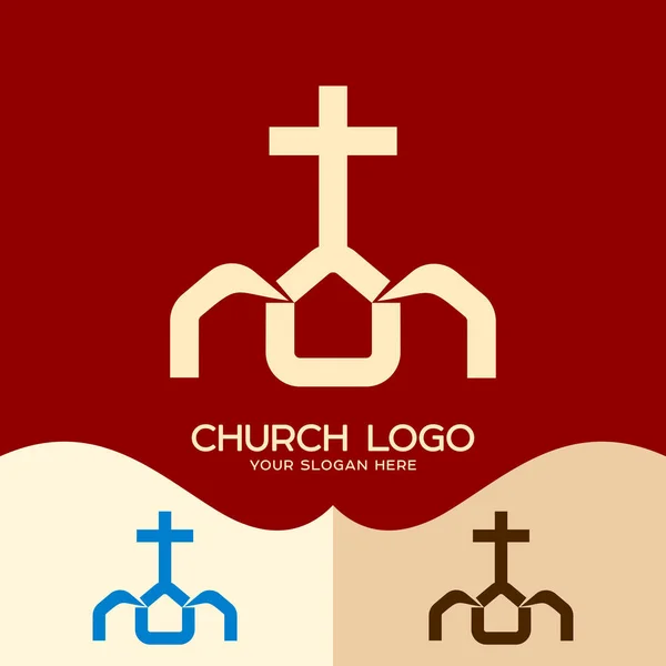 교회 로고입니다. 크리스티안 기호입니다. 예수 그리스도의 교회 — 스톡 벡터