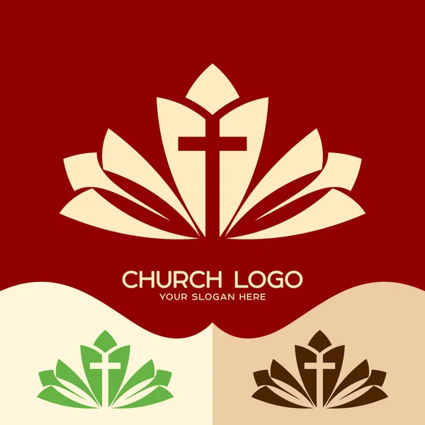 Church logo. Cristian symbols. Church logo. Cristian symbols. The cross of Jesus — Stock Vector