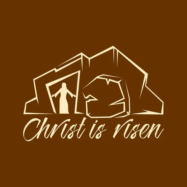 Biblical illustration. Christian lettering. Christ is risen — Stock Vector