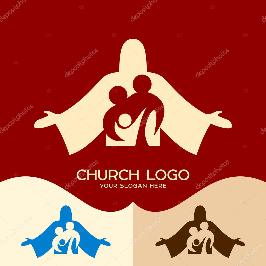 Church logo. Cristian symbols. Family in Christ Jesus