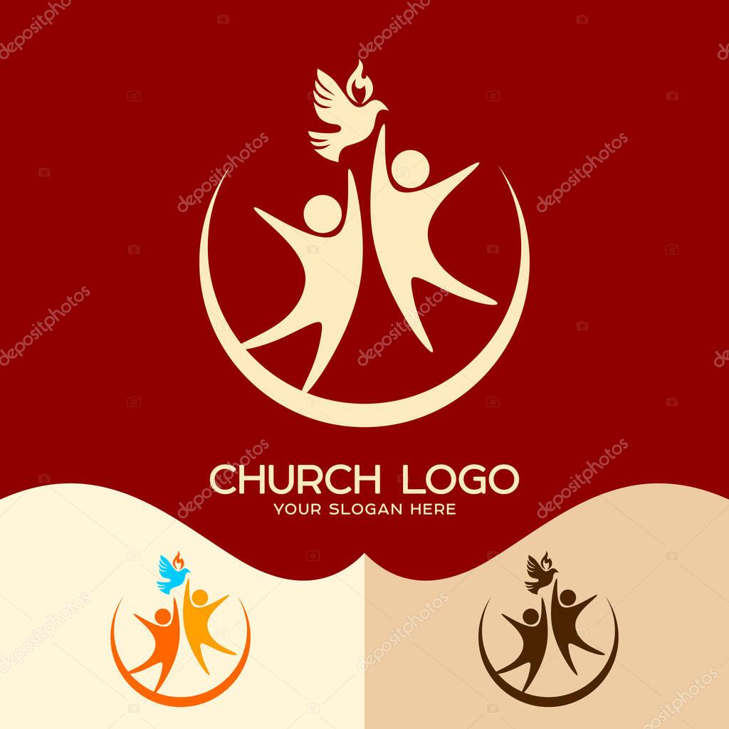 Church logo. Cristian symbols. The Holy Spirit and people
