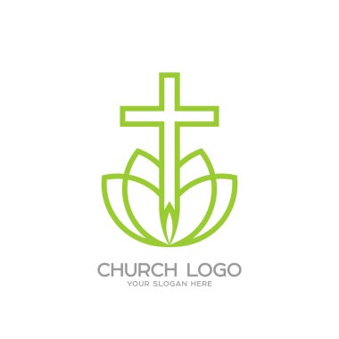 Kilise logosunu görmeniz gerekir. Hıristiyan sembolleri. Kurtarıcı İsa Mesih'in haç