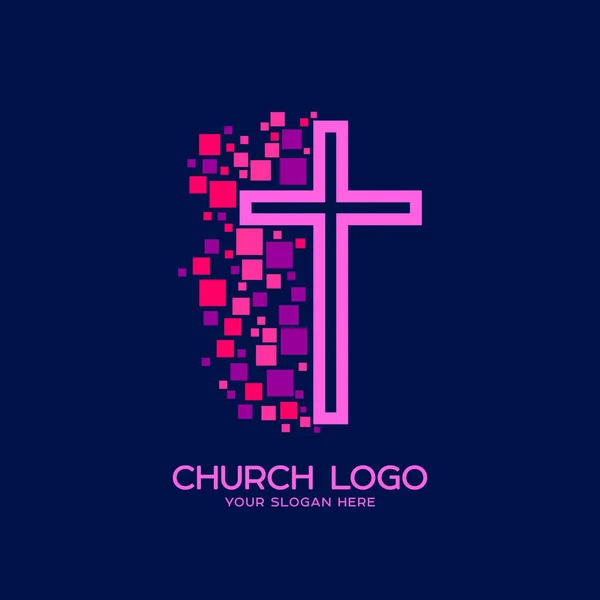 Logo de la iglesia. Símbolos cristianos. Cruz del Salvador Jesucristo — Vector de stock