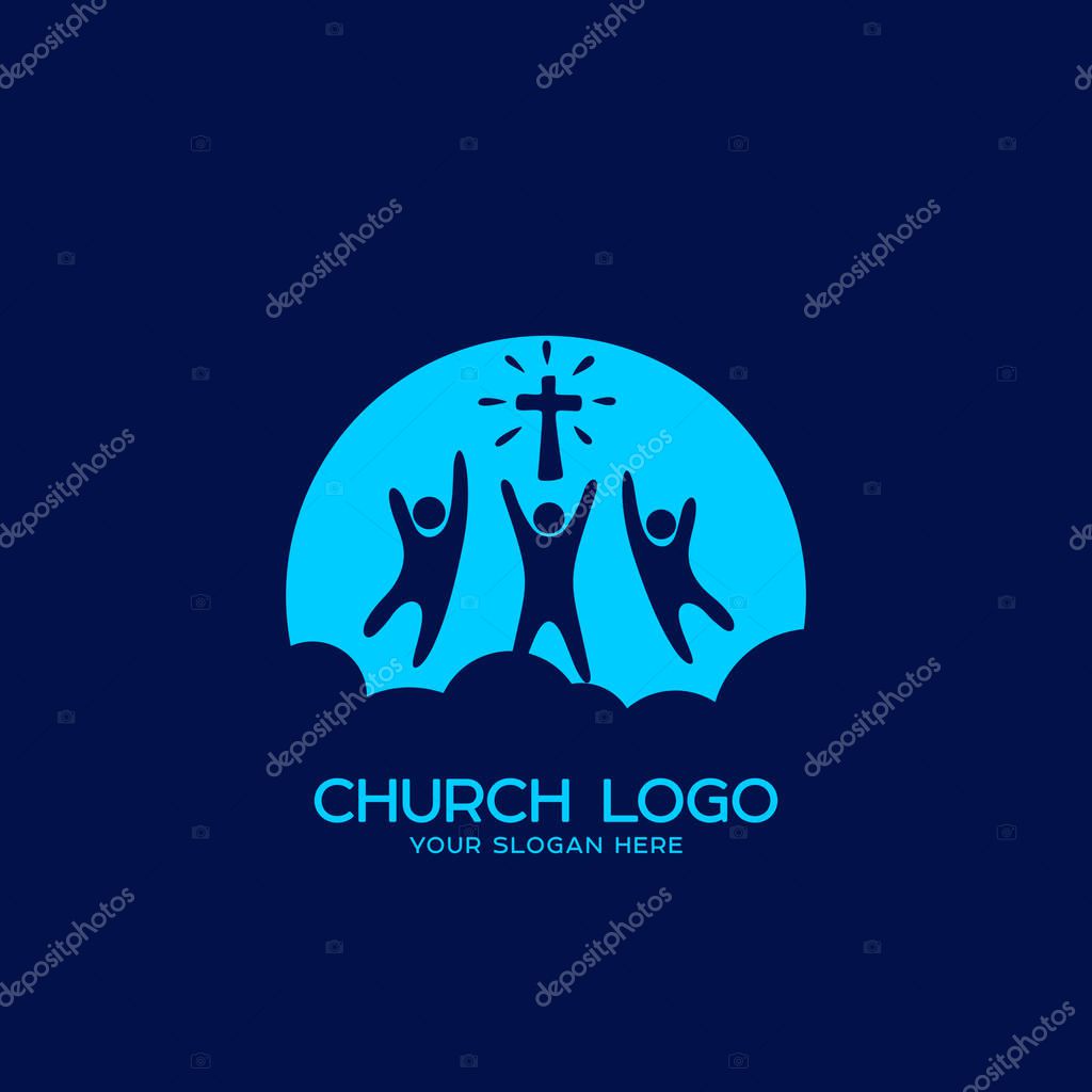 Church logo. Christian symbols. People worship the Lord Jesus Christ