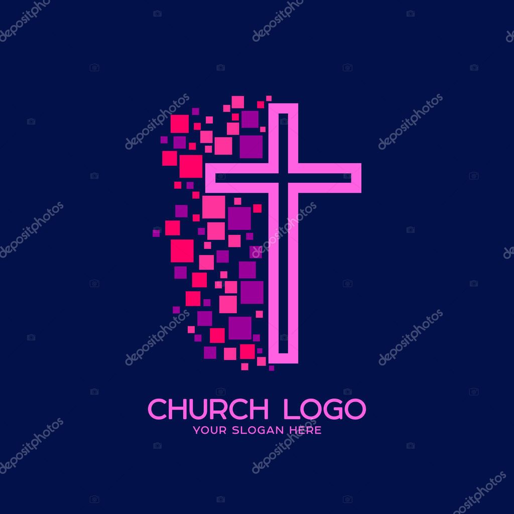 Church logo. Christian symbols. Cross of the Savior Jesus Christ