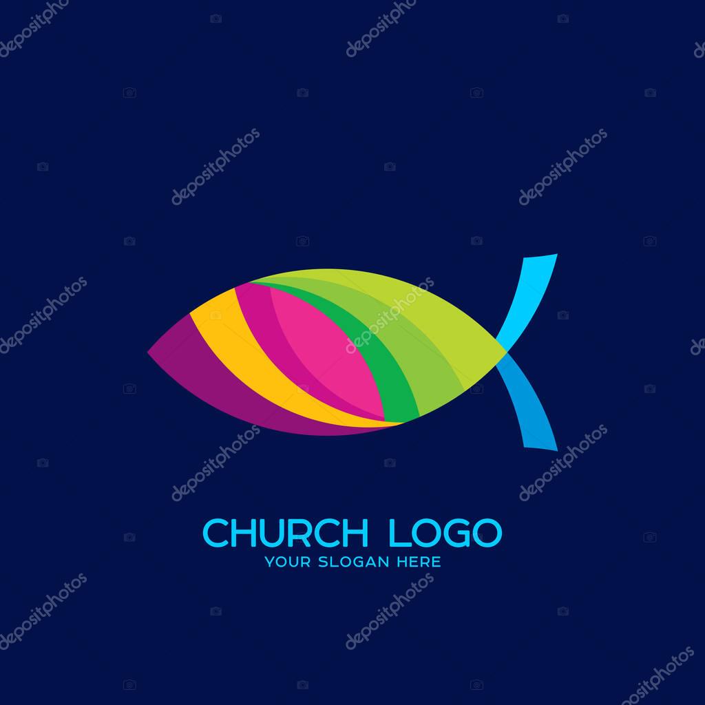 Church logo. Christian symbols. Fish - the symbol of Jesus Christ