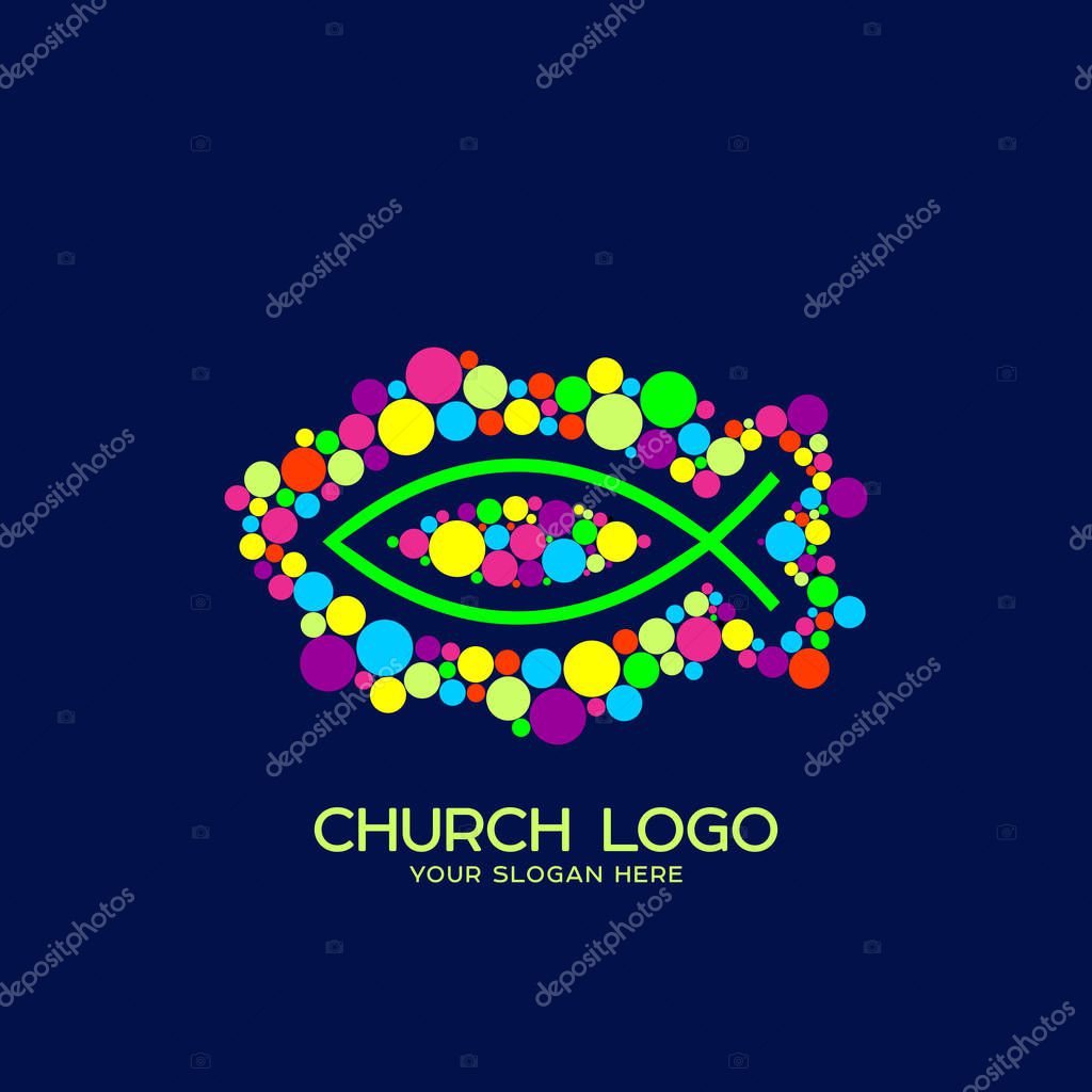 Church logo. Christian symbols. Fish - the symbol of Jesus Christ