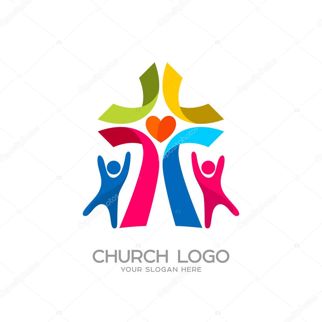 Church logo. Christian symbols. People worship the Lord Jesus Christ