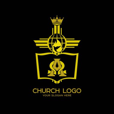 Kilise logosunu görmeniz gerekir. Hıristiyan sembolleri. Çapraz, İncil ve Tanrı'nın Krallığı sembolleri