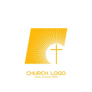 Kilise logosunu görmeniz gerekir. Hıristiyan sembolleri. İsa ve parlayan çapraz