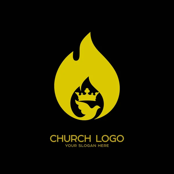 Logotipo da igreja. Símbolos cristãos. A Chama do Espírito Santo e o Reino de Deus —  Vetores de Stock