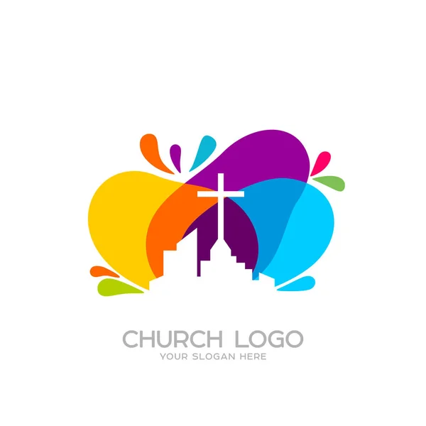 Kirchenlogo. Christliche Symbole. Kirche Gottes — Stockvektor