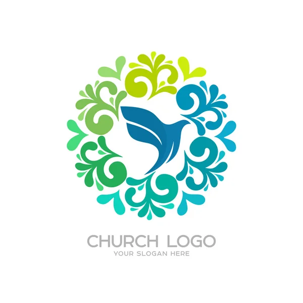 Logotipo da igreja. Símbolos cristãos. Pomba - o símbolo do Espírito Santo — Vetor de Stock