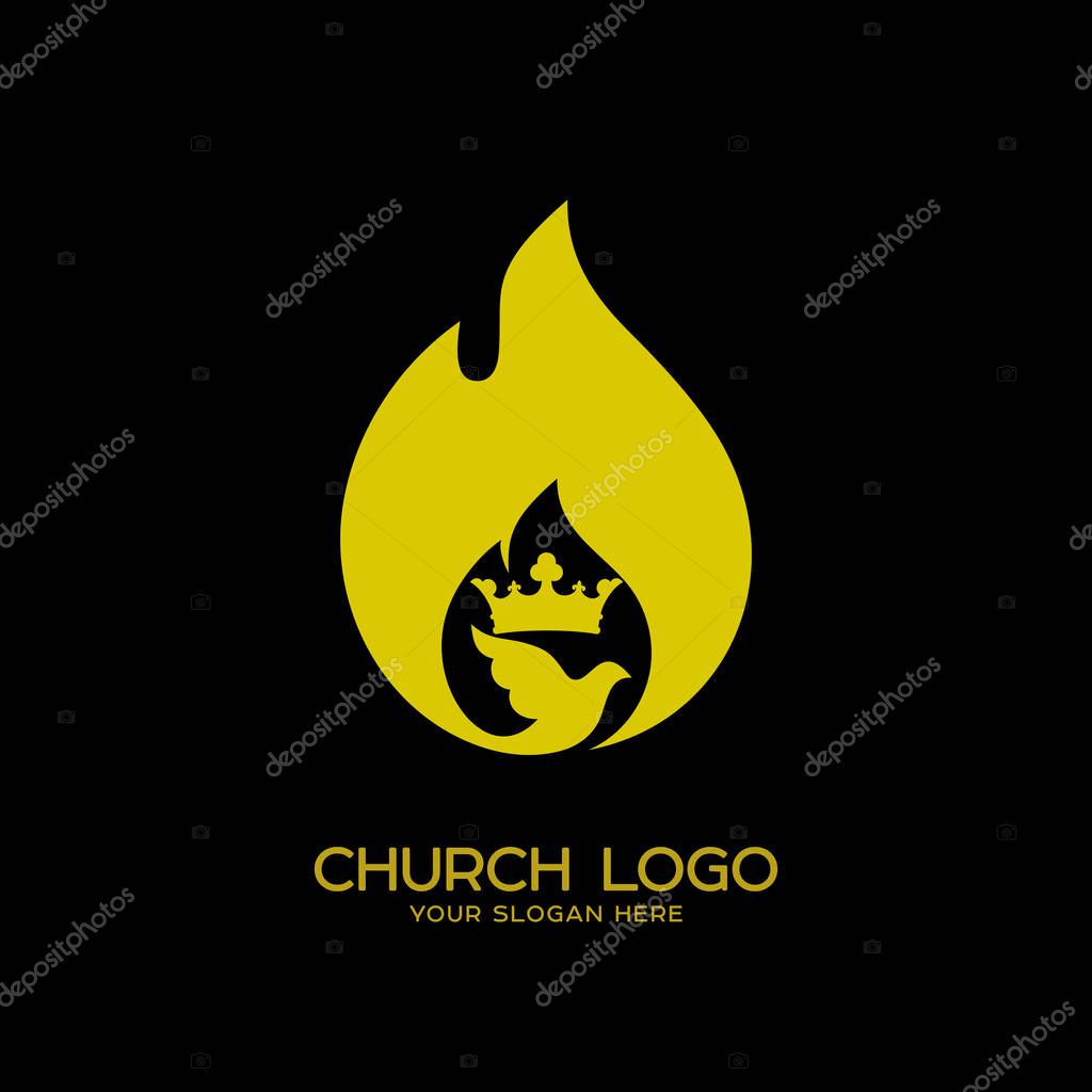 Church logo. Christian symbols. The Flame of the Holy Spirit and the Kingdom of God