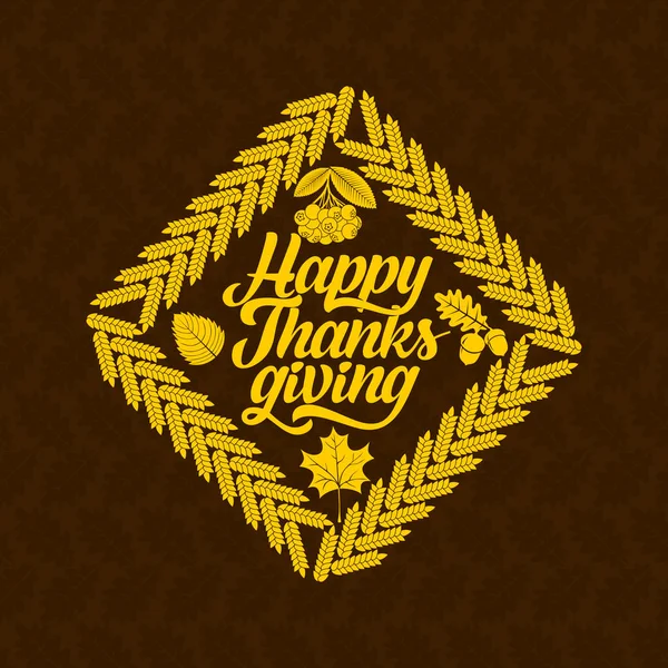 Typographie de Thanksgiving. Texte de vacances magnifiquement décoré avec des éléments d'automne . — Image vectorielle