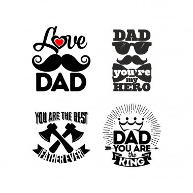 Logo ve tipografi baba hakkında kartlarla. Mutlu Babalar günü.